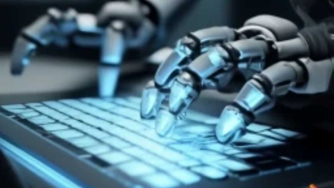 robot hands typing